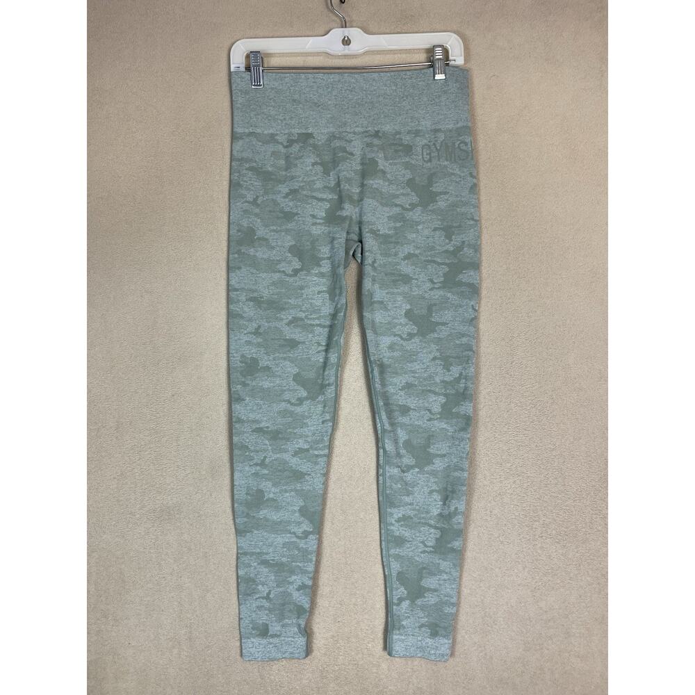 Gymshark Pants Womens M Light Green Camo Athletic Seamless Pull On Leggings